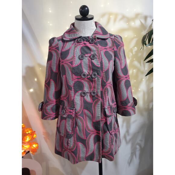 elevenses Jackets & Blazers - Anthropologie Elevenses Lotus Leaf Double Breasted Pea Coat Women's Size 0 Pink
